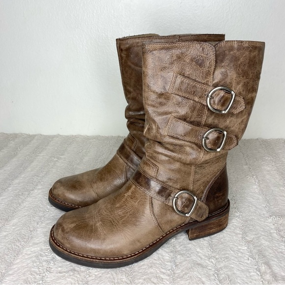 COPY - Matisse Harley Brown Tan Leather Moto Buckle Boots Mid Calf Women’s 8M - Picture 1 of 14